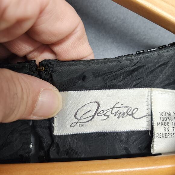 Vintage Womens Dress 4 Silk Beaded Sequin Black Stretch Evening Party Cocktail - Picture 3 of 16